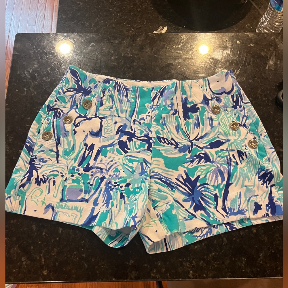 Lilly Pulitzer High Waist Blue and White Shorts
